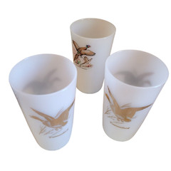 Federal Milk Glass Tumblers Wild Game Set of 3 Mallard Duck Glasses