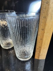 Jeanette Finlandia Tree Bark Pattern Glasses Clear Set 4 Tumblers 5” VINTAGE 60s