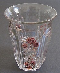 ANTIQ EAPG JEFFERSON #271 CRYSTAL w/ROSE & GOLD FLOWERS ON ALTERNATE PANELS~4.25