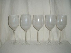 5 White Cased Murano Wine/Water Goblets Hand Blown
