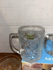 NEW IN BOX 4 Luminarc Antique Clear Durand Glass Mugs NOS