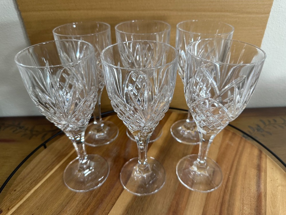 SHANNON Crystal by GODINGER DUBLIN Pattern Wine / Water Glasses 8″ – SET OF 6