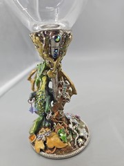 KIRKS FOLLY Dragon Teeasure GOBLET WINE GLASS JEWELS RARE 8″