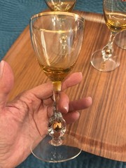 Vintage Jozef Stanik Zlata Zuzana Golden Suzanne Wine Glasses 1950s Deco-4