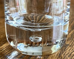 Crown Corning OMNI Bubble Base Glass Ice Tea Tumbler 5″ Vtg Denise Larcombe RARE
