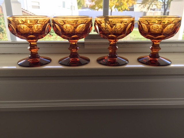 IMPERIAL PROVINCIAL Amber sherbet glasses/goblets (4) EXCELLENT Georgian