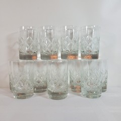 VTG Libbey Kent Cut Criss Cross 4” Clear Glass 5 Oz Flat Tumbler Juice Beverage