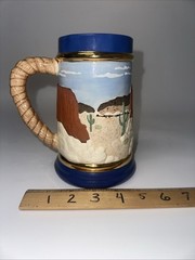 VTG Hand Crafted Signed CK Grand Canyon Beer Stein Mug with Covered Wagon Lid