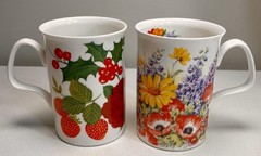 Roy Kirkham Bone China Mugs Covent Garden Summer Garden Set England Floral Fruit