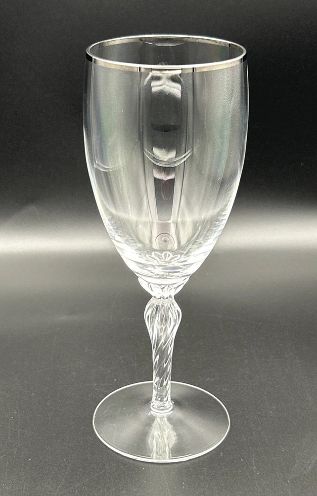 Lenox Madison Platinum Trim Crystal 8” Ice Tea Goblet Water Glass Hand Blown