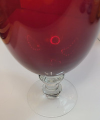 Replacement Single Ruby Red and Clear Art Glass Wine Goblet 6.5 x 4»
