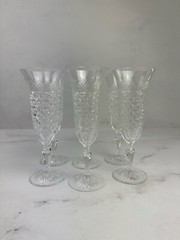 Vintage Josair Patrician Caterina Champagne Flutes Set 6 Crystal Germany 8″