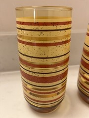 Pair of Vintage Juice Glasses 1950s Mcm Yellow Brown Beige Nice!