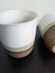 Bennington Potters VT Tri-Color Stoneware Tumblers Set of 2 Mid Century