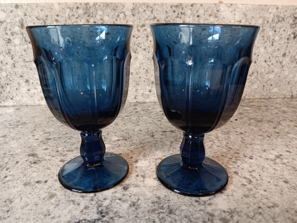 Noritake Dark Demin Blue Provincial Colonial Footed Goblet, Sold Individually
