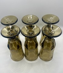 Vintage Duz Crystal Smoke Brown Champagne Water Goblets Pedestal Glass Set of 6