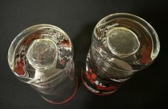 2 MCM VTG Libby Asian Inspired Drinking Glasses Red & Black Excellent Condition