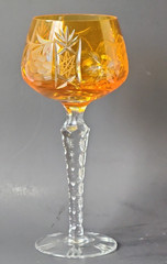 Traube by Nachtmann Topaz Amber Cut To Clear Crystal 8″ Hock Orange Wine Glass