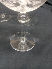 Mixed Set of 6 Champagne Glasses Etched Flowers (3) 8oz. (3) 6oz.