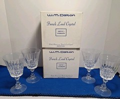 Vtg .W.M. Dalton Finely Blown 24% French Lead Crystal Wine Glasses Set Of 4 Nib.
