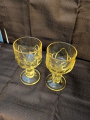 2 Vintage Tiffin Franciscan Cabaret 5.5″ cornsilk yellow wine goblets glasses