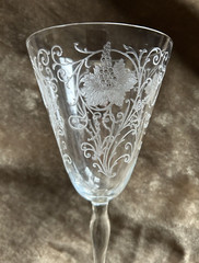 Fostoria Glass Co ~ «Woodland» Stem # 660 / Etch 264 ~ 7-3/8″ Water Goblet ~ EUC
