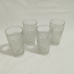 Set 4 VINTAGE WEXFORD WATER ICE TEA GLASSES DIAMOND CUBIST PATTERN