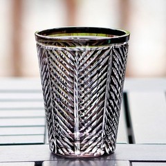 Edo Kiriko Hand Cut To Clear Crystal Glasses For Whiskey Vodka Water 10oz Black