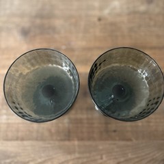 Lenox Vintage Set 2 blue Smoke Champagne Tall Sherbert Footed Ribbed Glasses