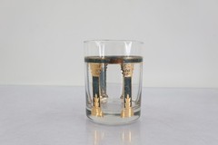 Culver Athens Green 22K Gold Roman Column Rocks Glass Vintage MCM Barware