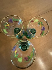 3 Vtg Green Beehive Stem Wine Glass Goblets Roemer Bacchus Grape Vine Germany