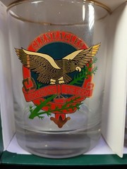 Richard Bishop golf-themed whiskey rocks glass set featuring Scottish courses…