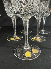 Set of 5 Bleikristall Nachtman Cherrywood crystal wine glasses