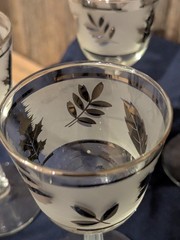 MCM Libbey Frosted Silver Leaf/Foliage 8 oz Wine Glasses/Goblets Set 6 SEE PICS!