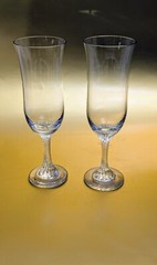 Set Of 2 Dema Glass Renaissance Champagne Flutes~ Beautiful Twisted Stem~England