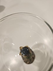 Rhinestone Jeweled Parrot Wine Glass Goblet Bronze Enamel Stem.