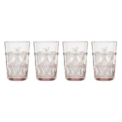 Lenox Butterfly Meadow Pink Glassware Set of 4 Tall Glasses Vintage Collection