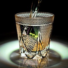 11oz Whisky Glass Japan Style Cut Crystal Edo Kiriko Glass Tumbler Green Peacock