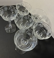 Set of 6 Vintage Libbey Cocktail Glasses Rock “Halifax” Pattern Etched 6”H