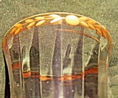 Set of Three Vintage Blown Glass Wine Glasses with Wide Gold Edging, Cut Laurel
