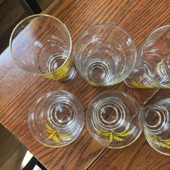 Vintage Autum Gold Wheat Decal Glasses. Lot Of 8