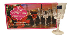 2 ~NIB VTG Lady Victoria Fine Crystal Stemware Glasses Cordial~Chantelle 2 oz