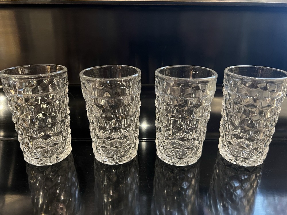 Vtg Fosteria American Clear 2056 Flat Glass Tumbler 4 1/4″ Set Of 4 Juice