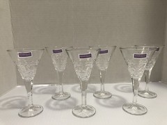 6 Waterford Crystal Marquis Cordial Glasses Set Elegant Clear Cut Etch Stemware