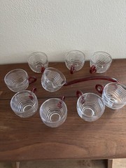 Duncan & Miller Caribbean Ruby Red handle Glasses and Punch bowl Ladel