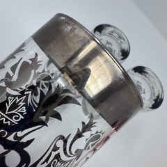 Vintage Kimiko Silver Rim Highball Glasses MCM Guardian Knight Shield Set of 4