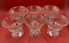 Vintage Set Of 6 Anchor Hocking Stars & Stripes Clear Sherbet Dishes 1940’s