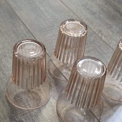 Vintage Anchor Hocking Queen Mary Pink Depression Drinking Glass Tumbler Set 4