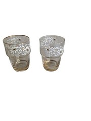Vintage Clear Glasses W/ White & Gold Floral Pattern