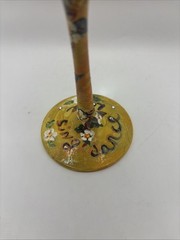 Hand Painted Martini Glass Floral Yellow Rhinestones Dated 2012 Signed